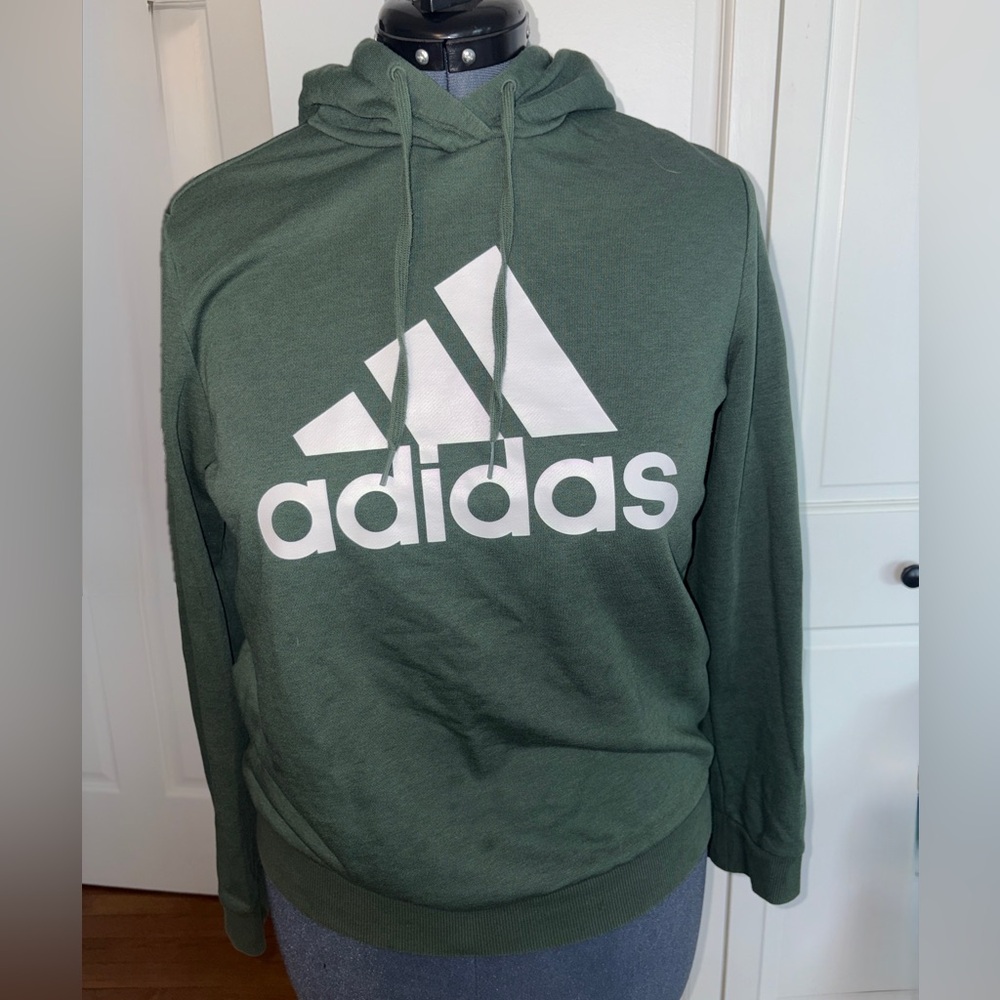 Adidas Women's Green Hoodie with White Logo